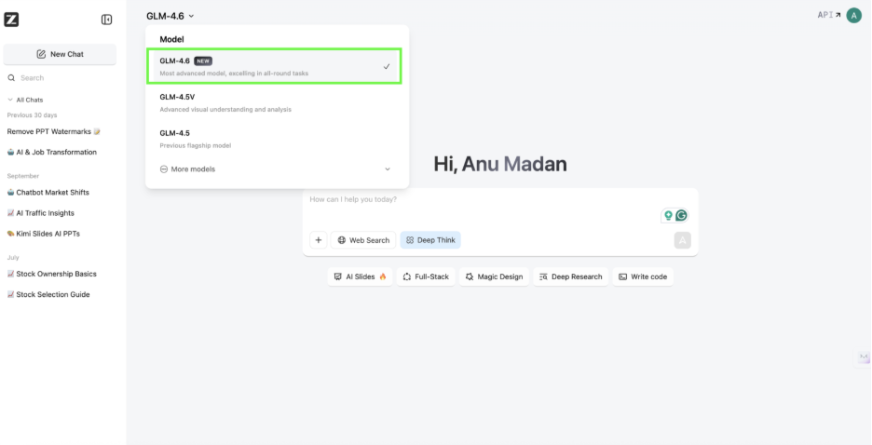 GLM 4.6 Chatbot
