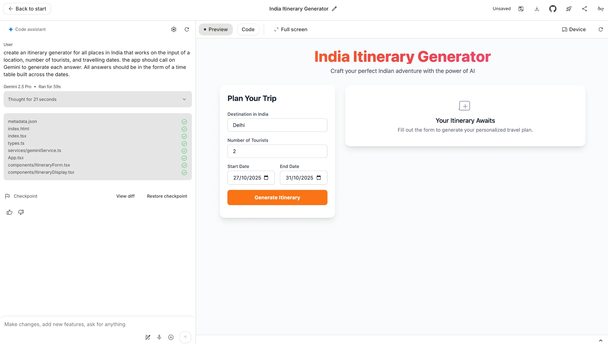 Google AI Studio app