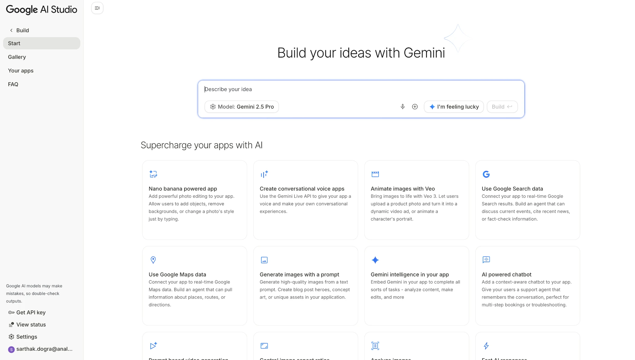 Google AI Studio vibe coding interface