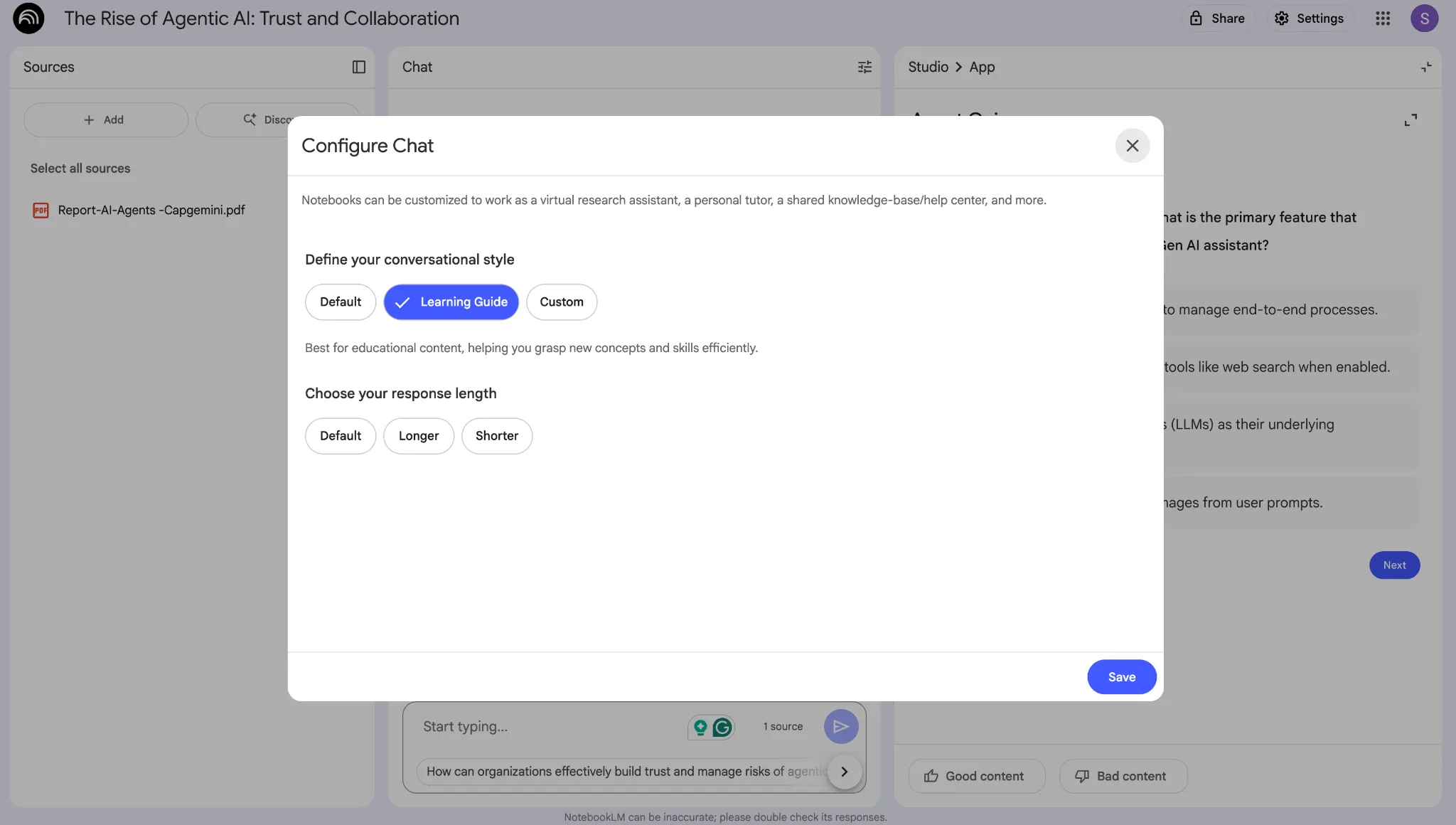 Learning Guide feature