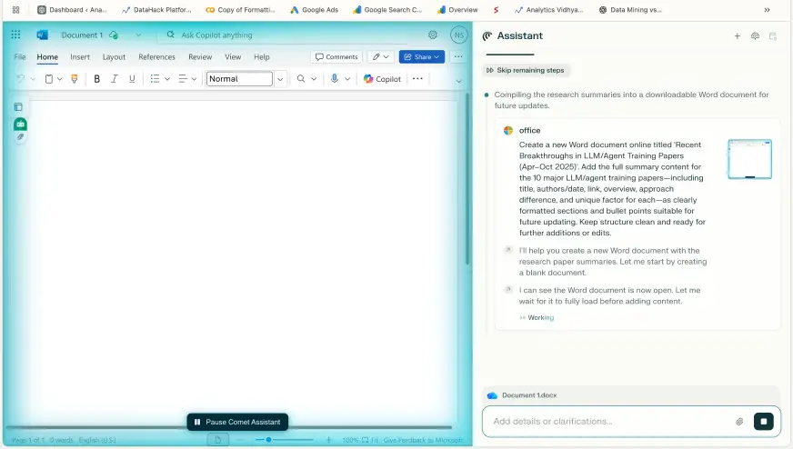 Browser Agent Access - Perplexity Comet 