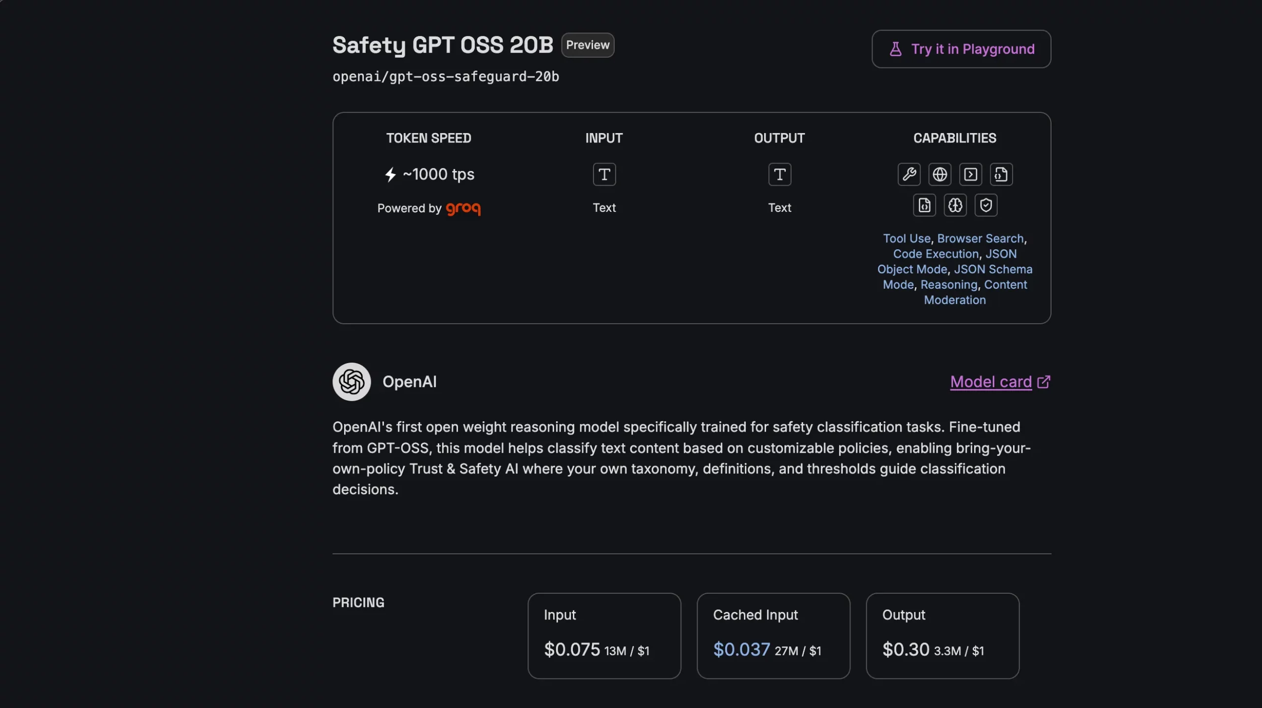 GPT OSS Safeguard 20B on Grow