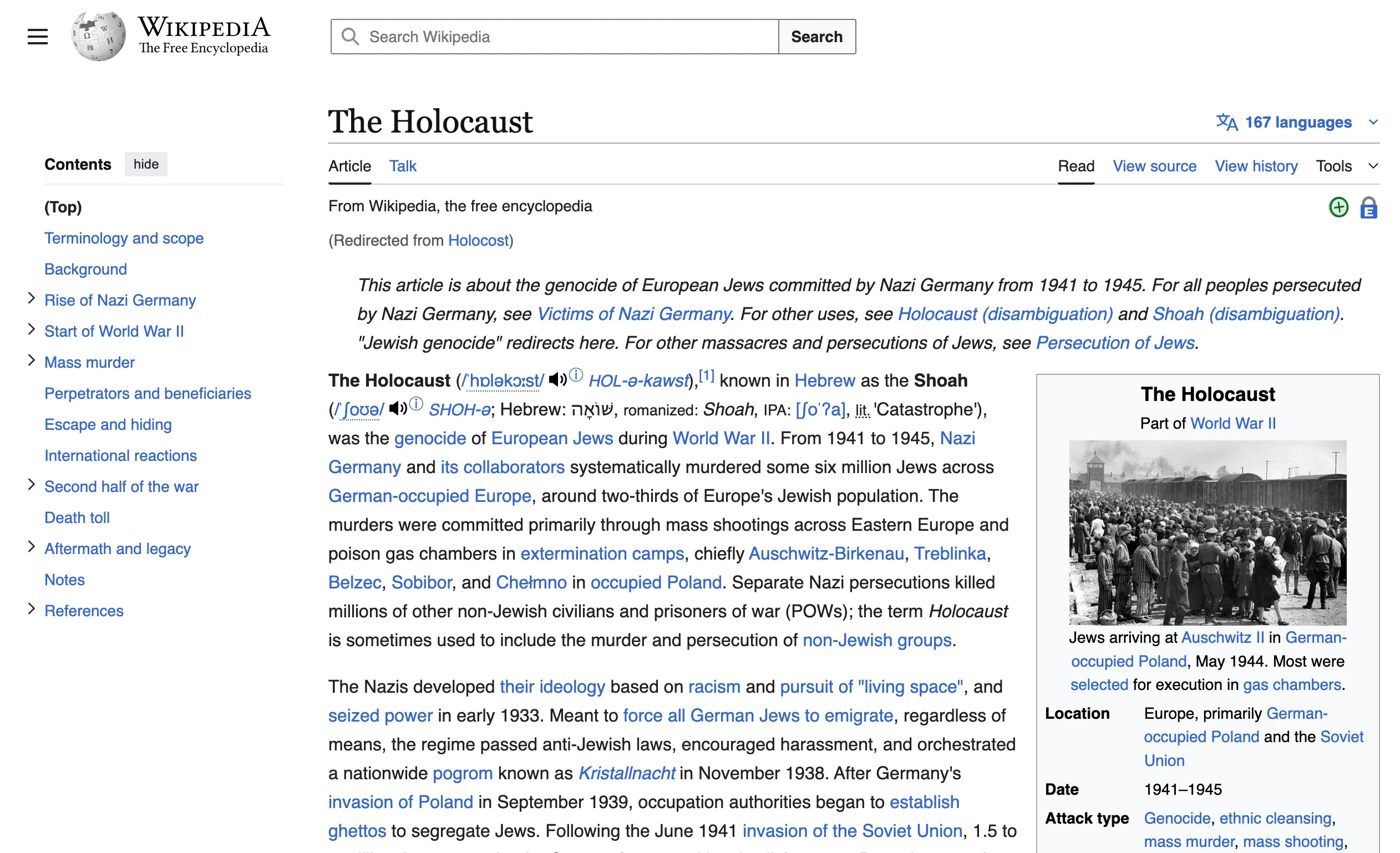 Holocaust Wikipedia Results