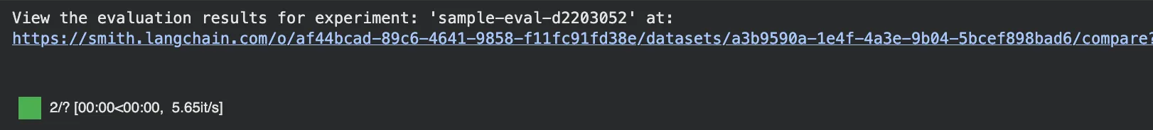 Output for successful evaluation