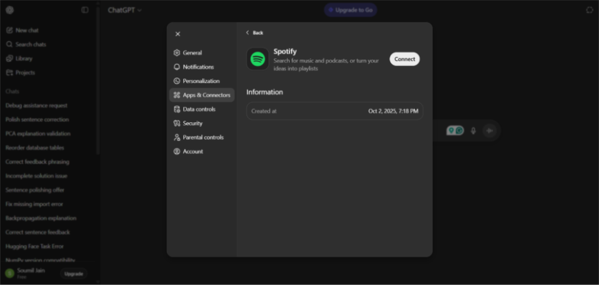 Connecting Spotify to Apps SDK