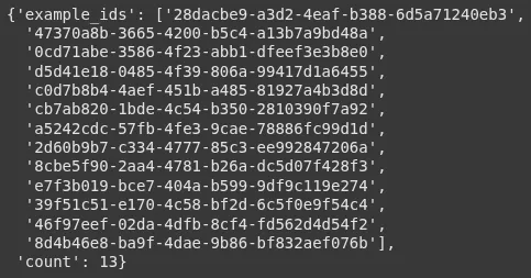 Example ID dictionary