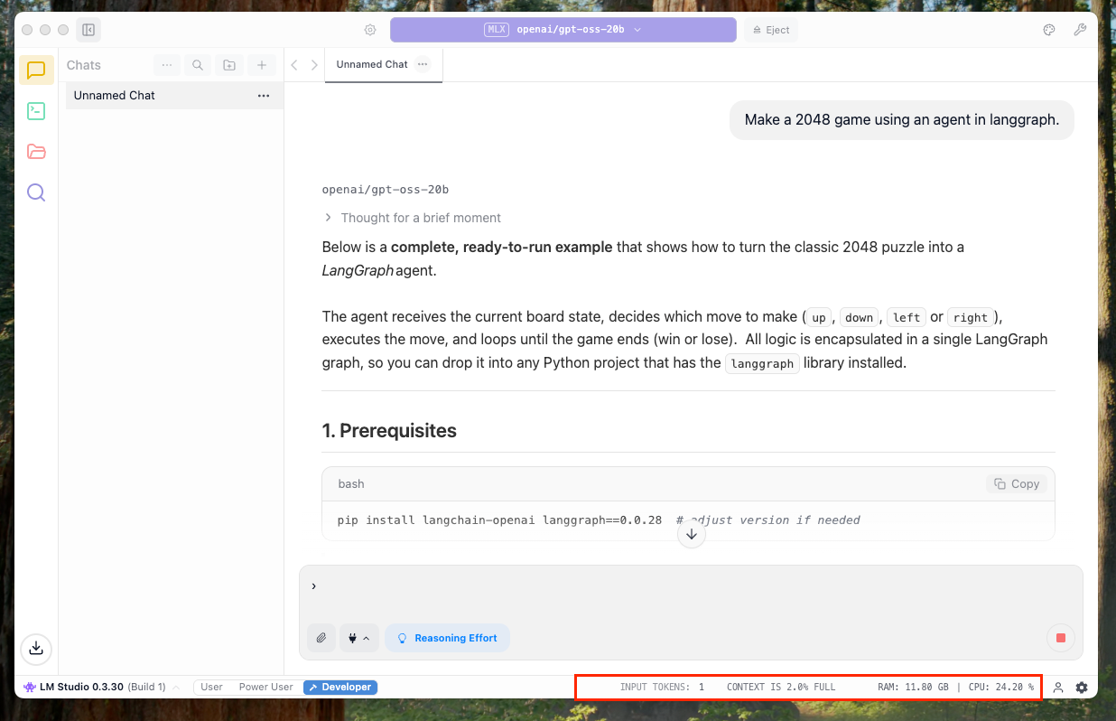 start chatting with the model.