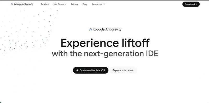 Google Antigravity home page
