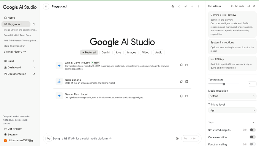 Access Gemini 3 via Google AI Studio