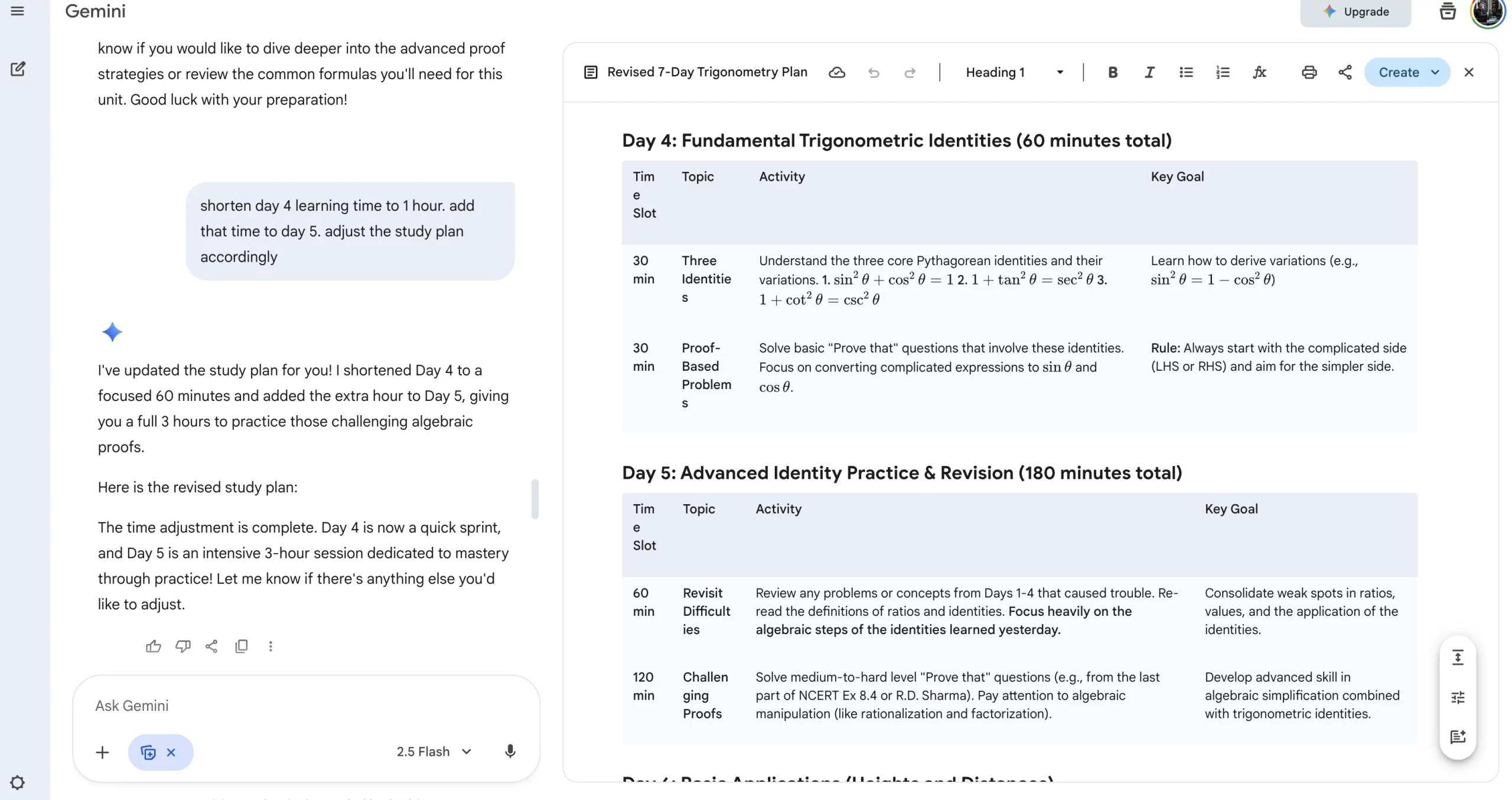 Gemini study plan for exam prep