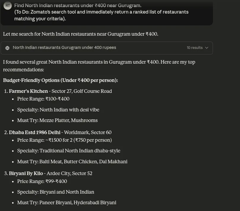 Finding North Indian restaurants near Gurugram