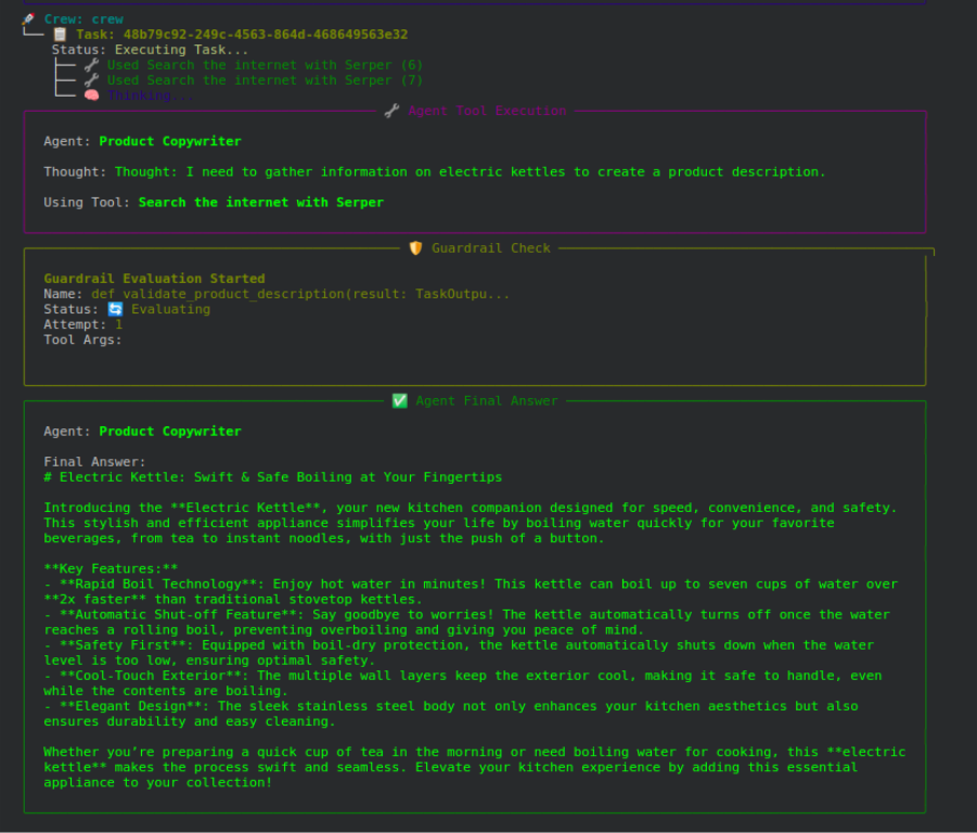 Resposta da tripulação AI
