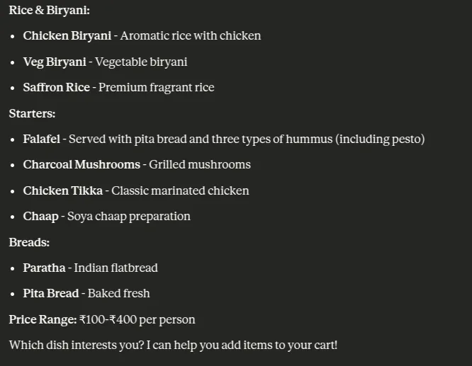 Displaying menu of farmer’s kitchen 1