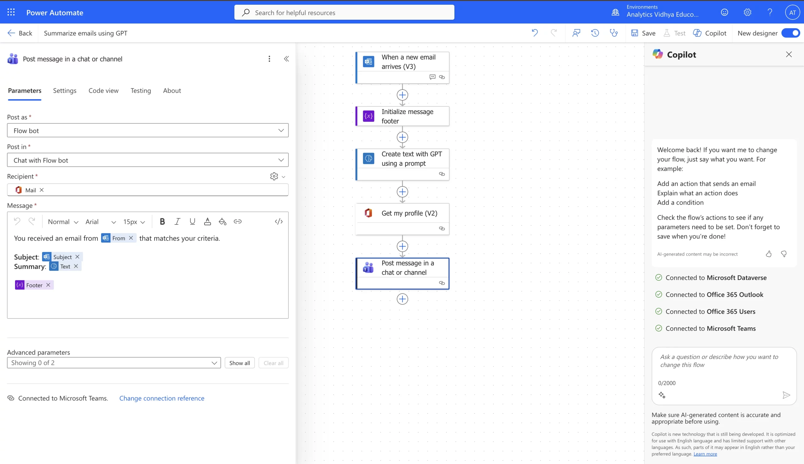 Define parameters | Microsoft Power Automate