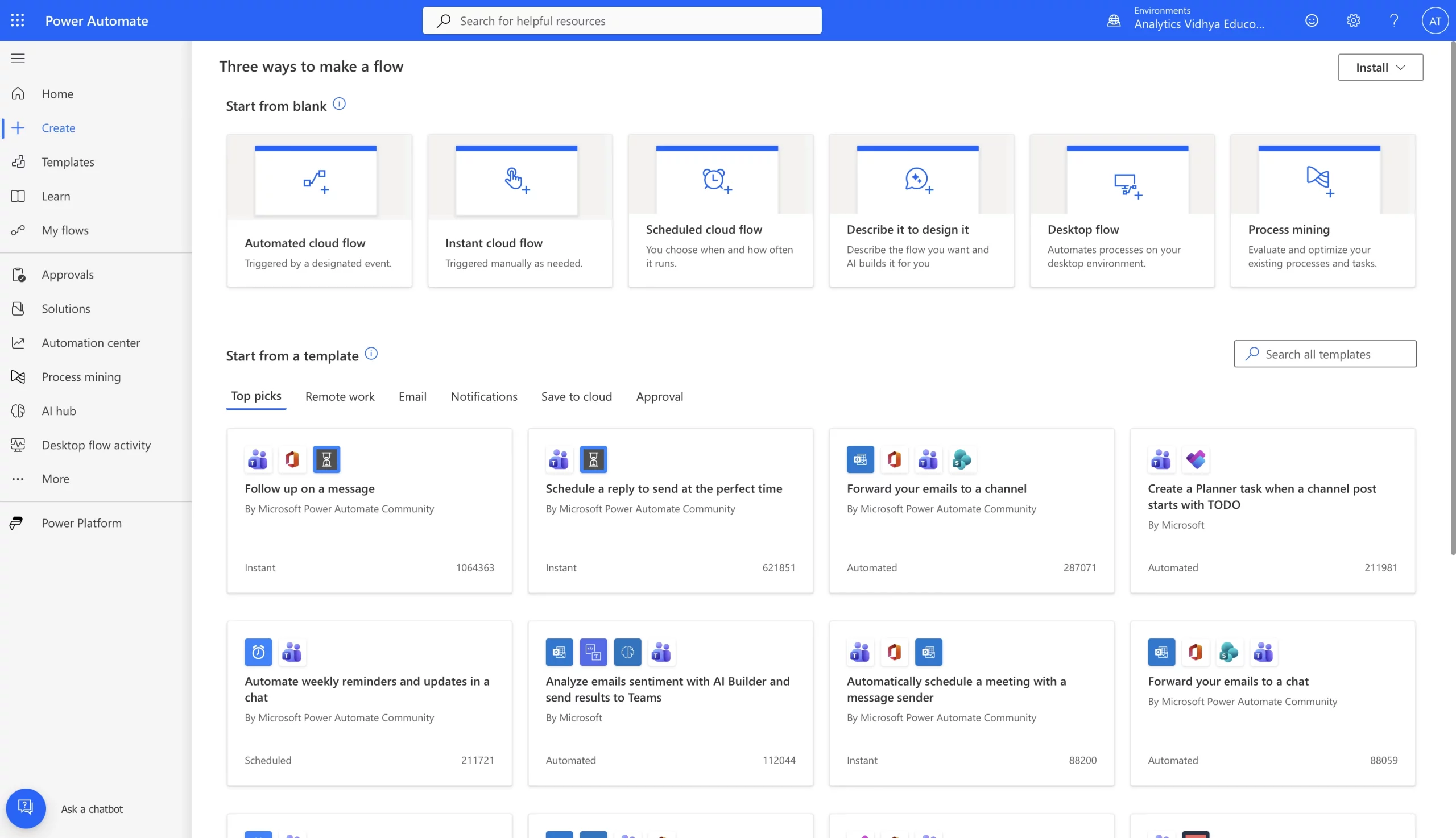 Power Automate templates