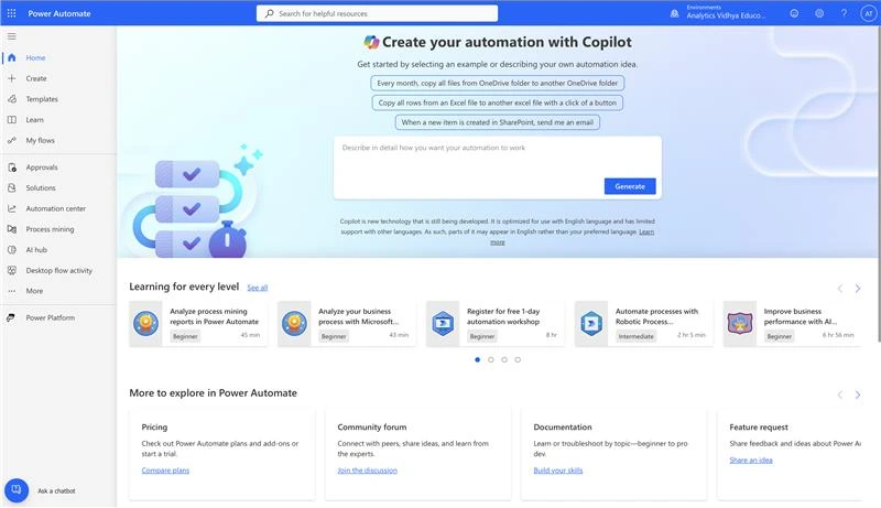 Power Automate dashboard