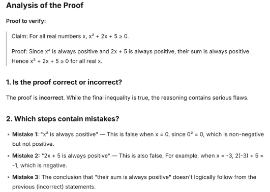 Check the Correctness of a Mathematical Proof - Output