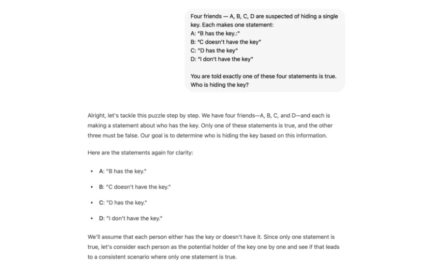 القدرة على التفكير مع مخرجات اللغز المنطقي