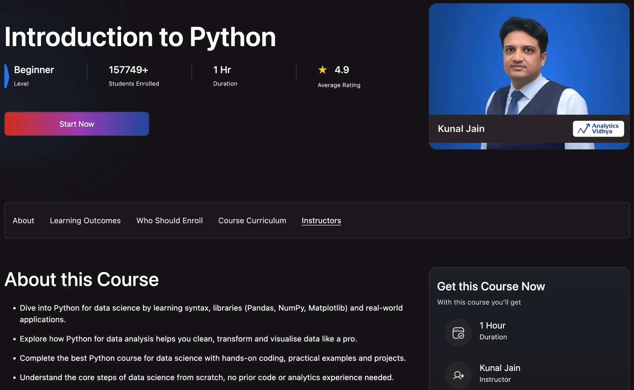 Introduction to Python by Analytics Vidhya