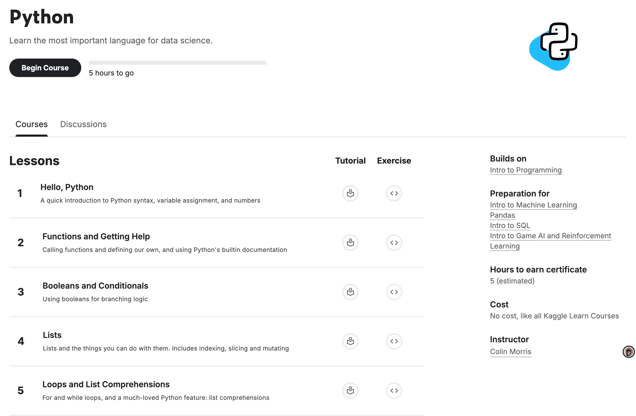 Python Basics by Kaggle
