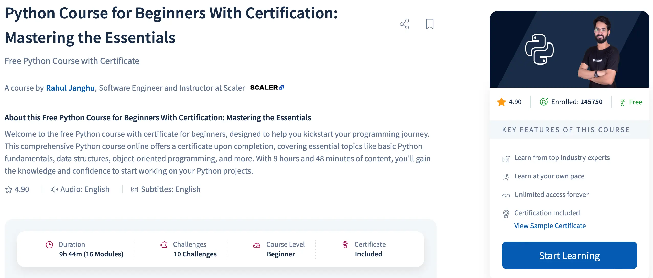 Python Course for Beginners by Scaler