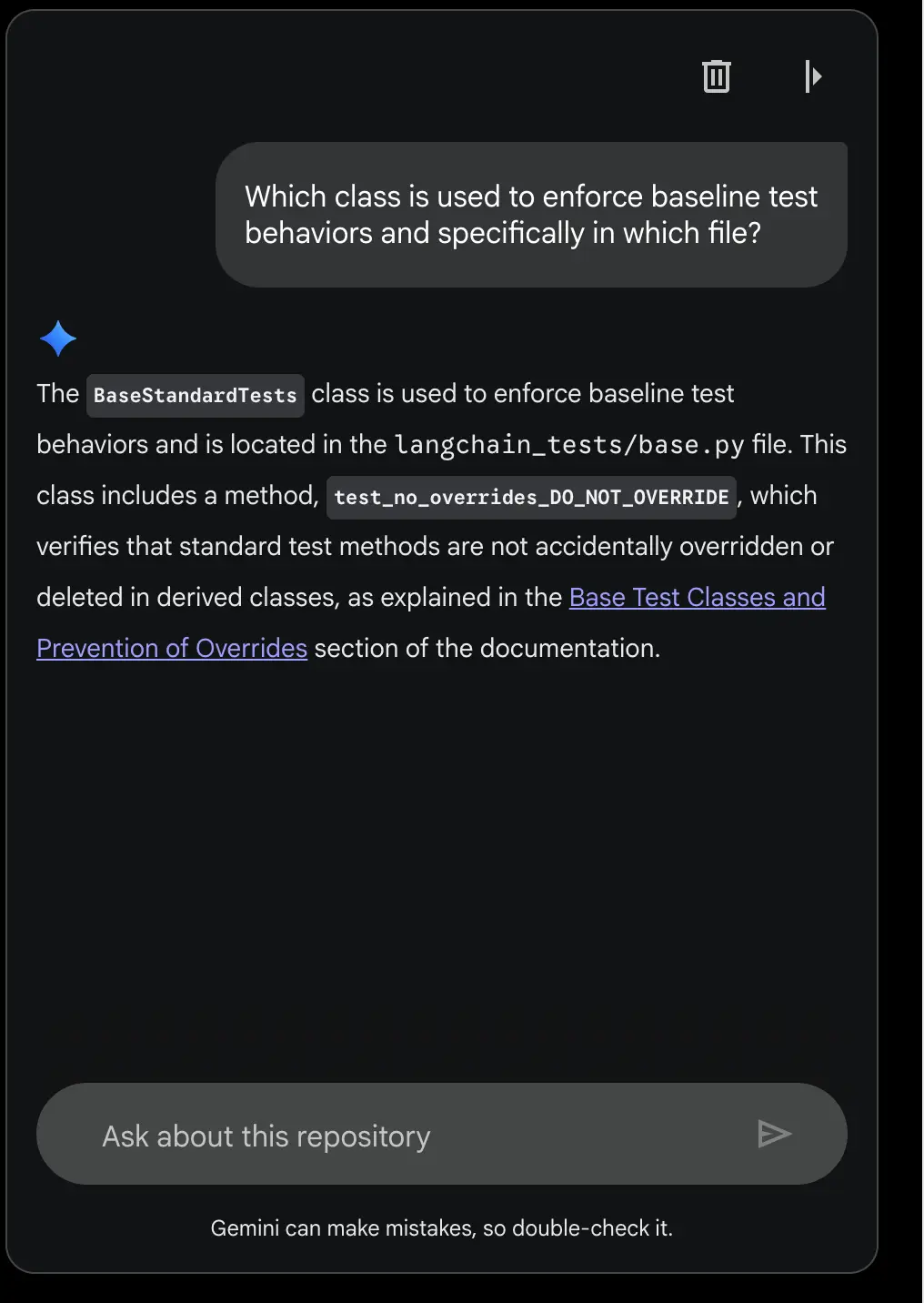 Chat interface response