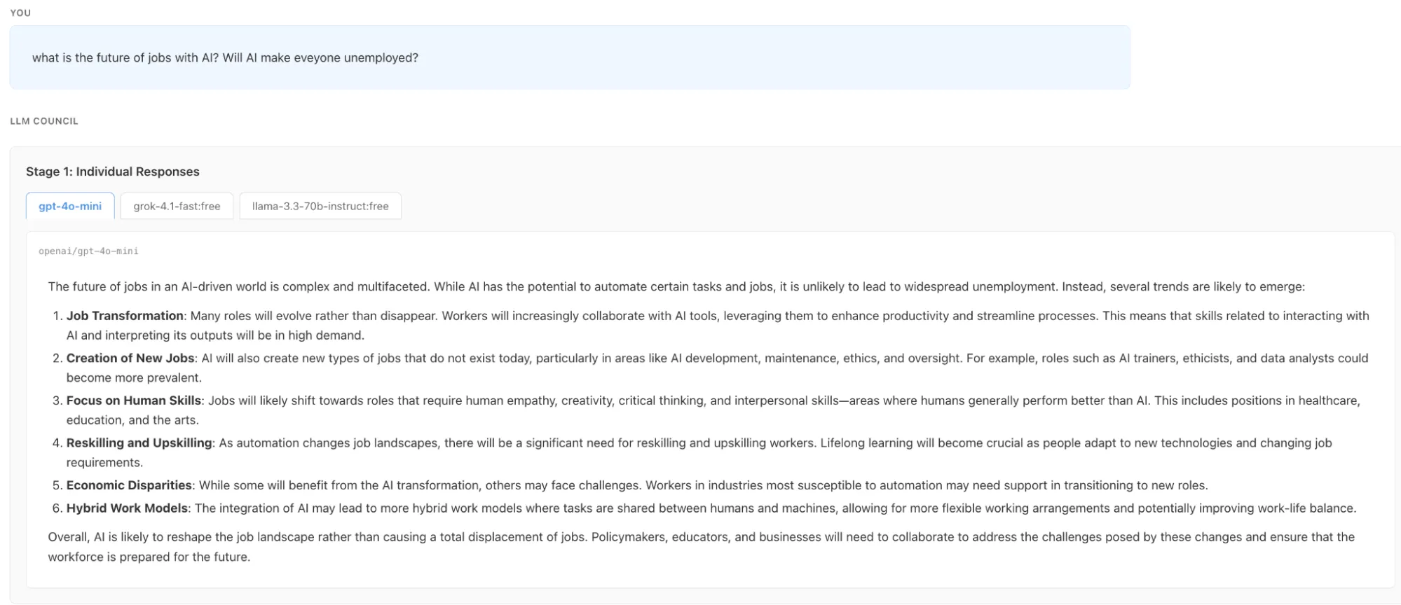 Individual responses