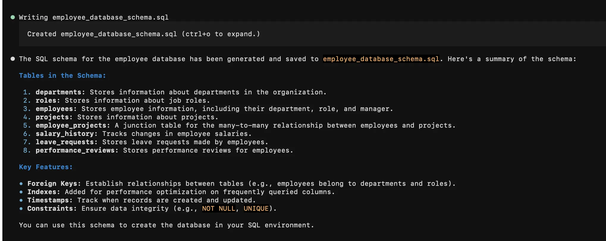 Response in programmatic mode