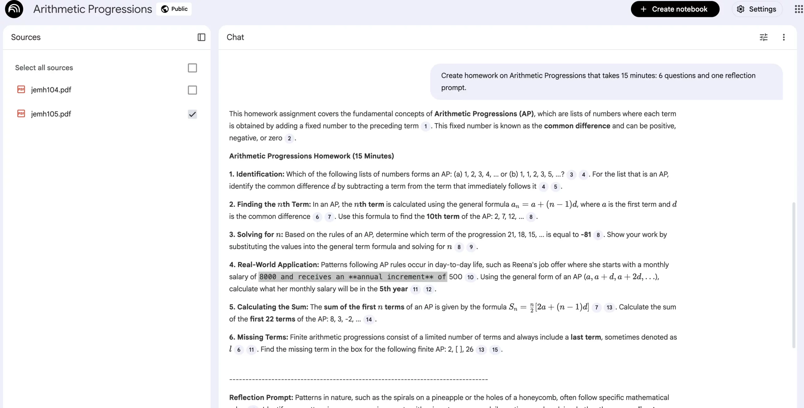 NotebookLM Homework prompt