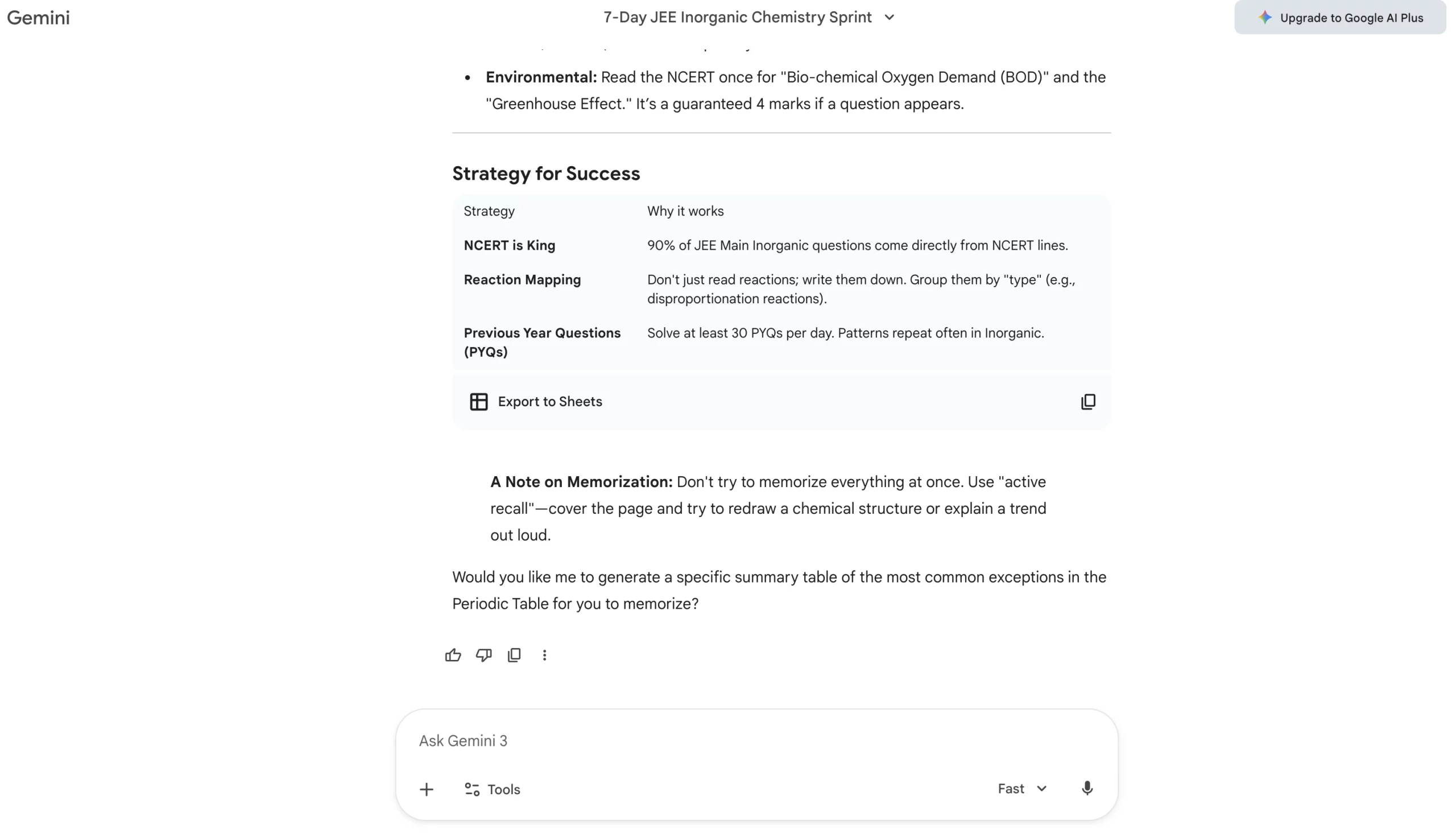 JEE preparation performance analysis with Gemini