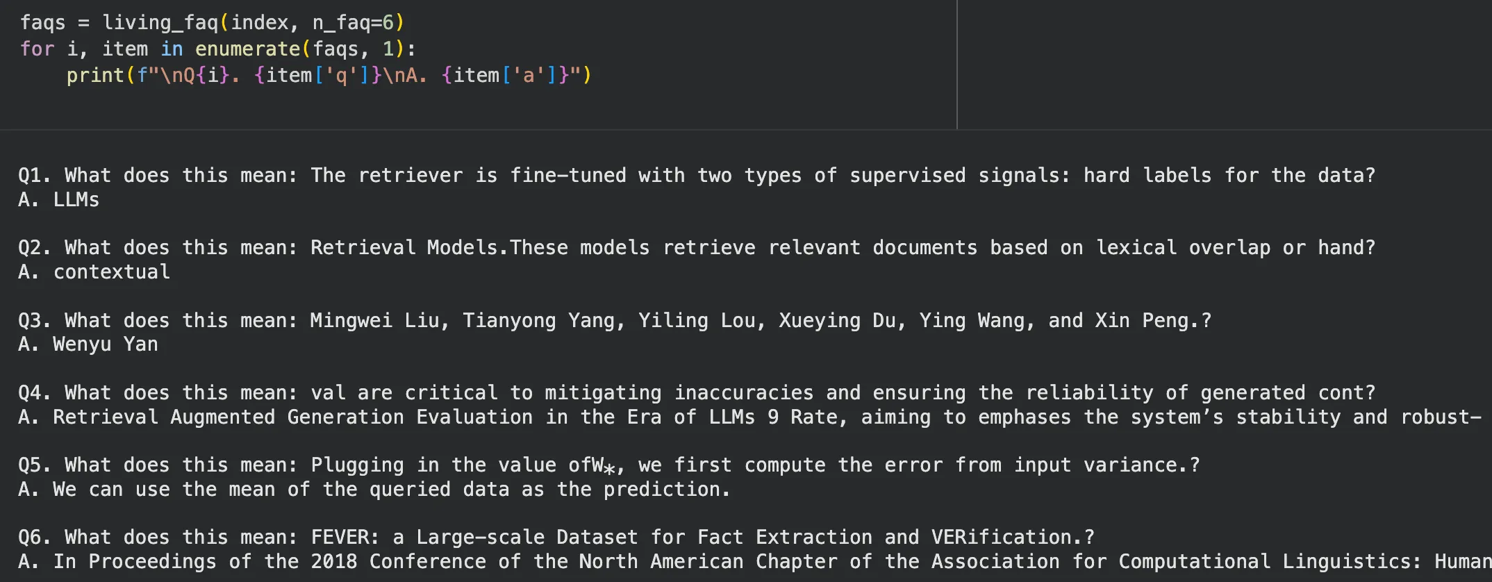 Living FAQ Generator