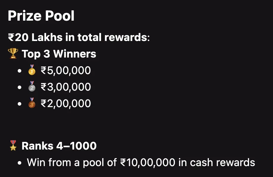Cash rewards for the followup winners