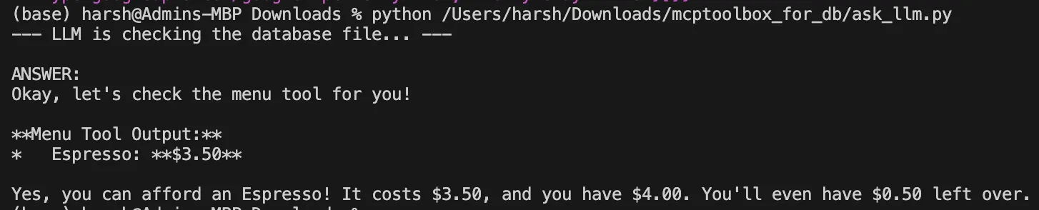 LLM checking the database file and answering accordingly