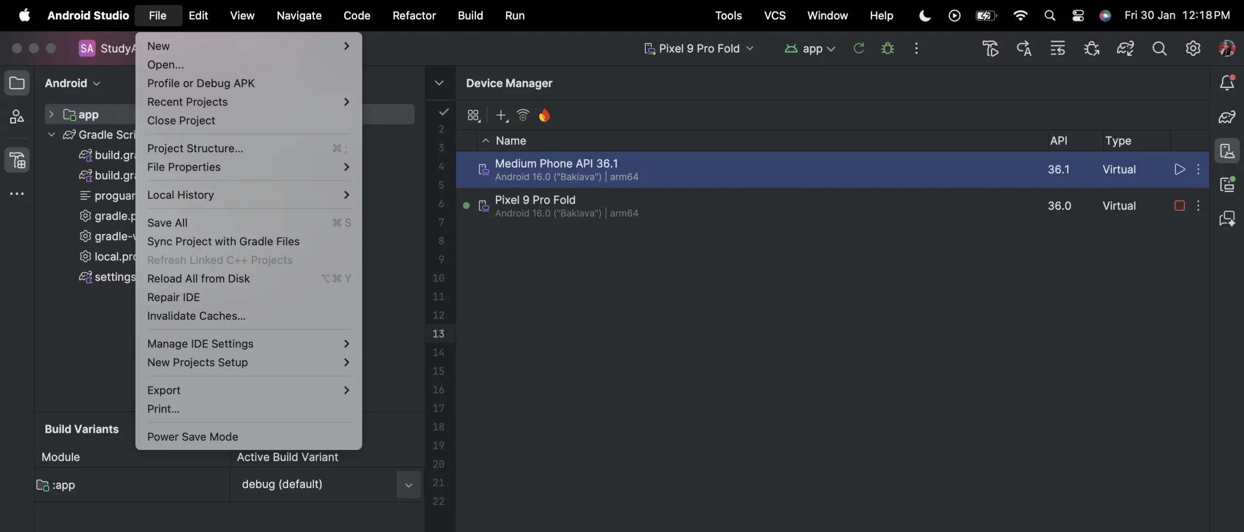 Android Studio Dashboard