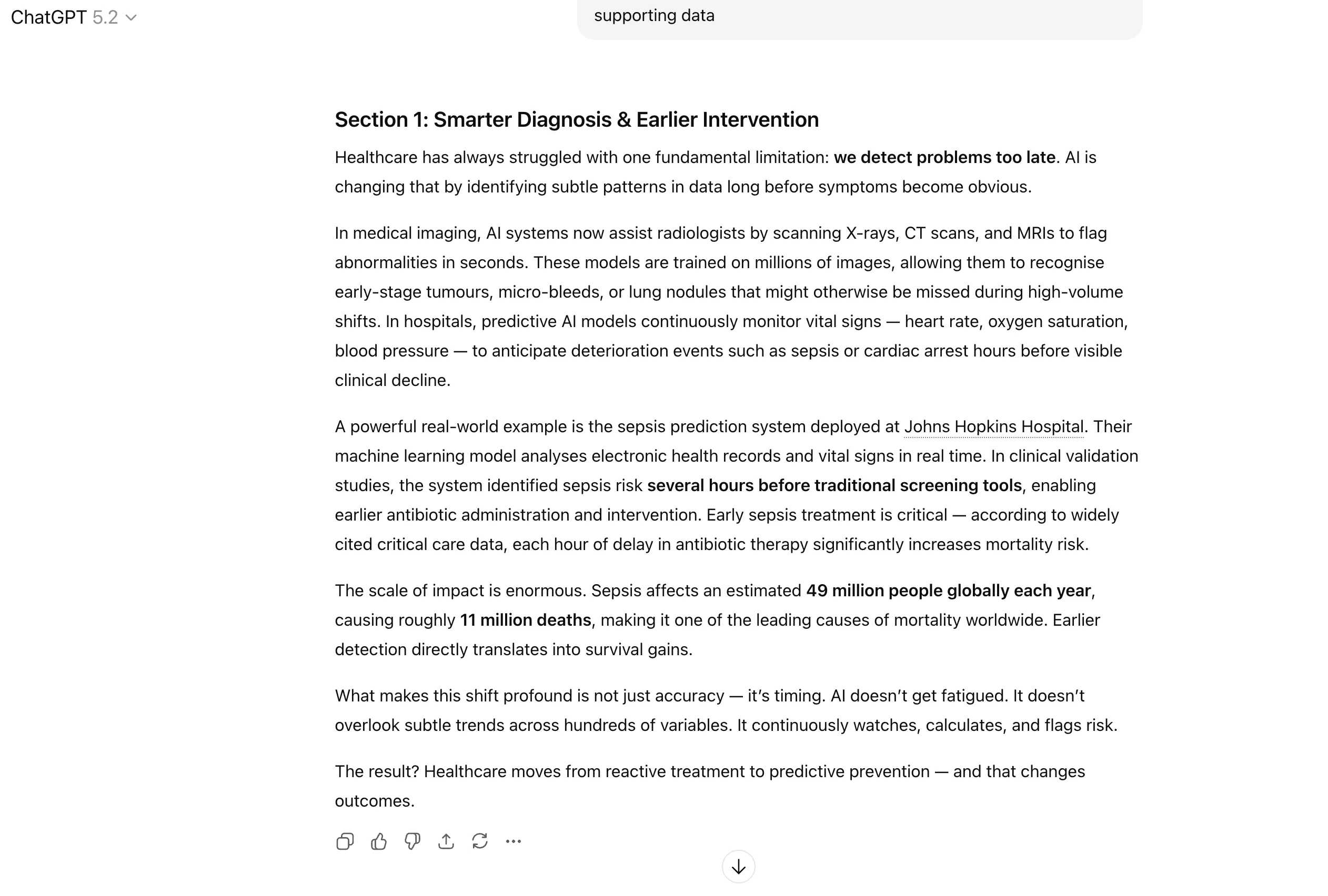 Prompt Chaining output