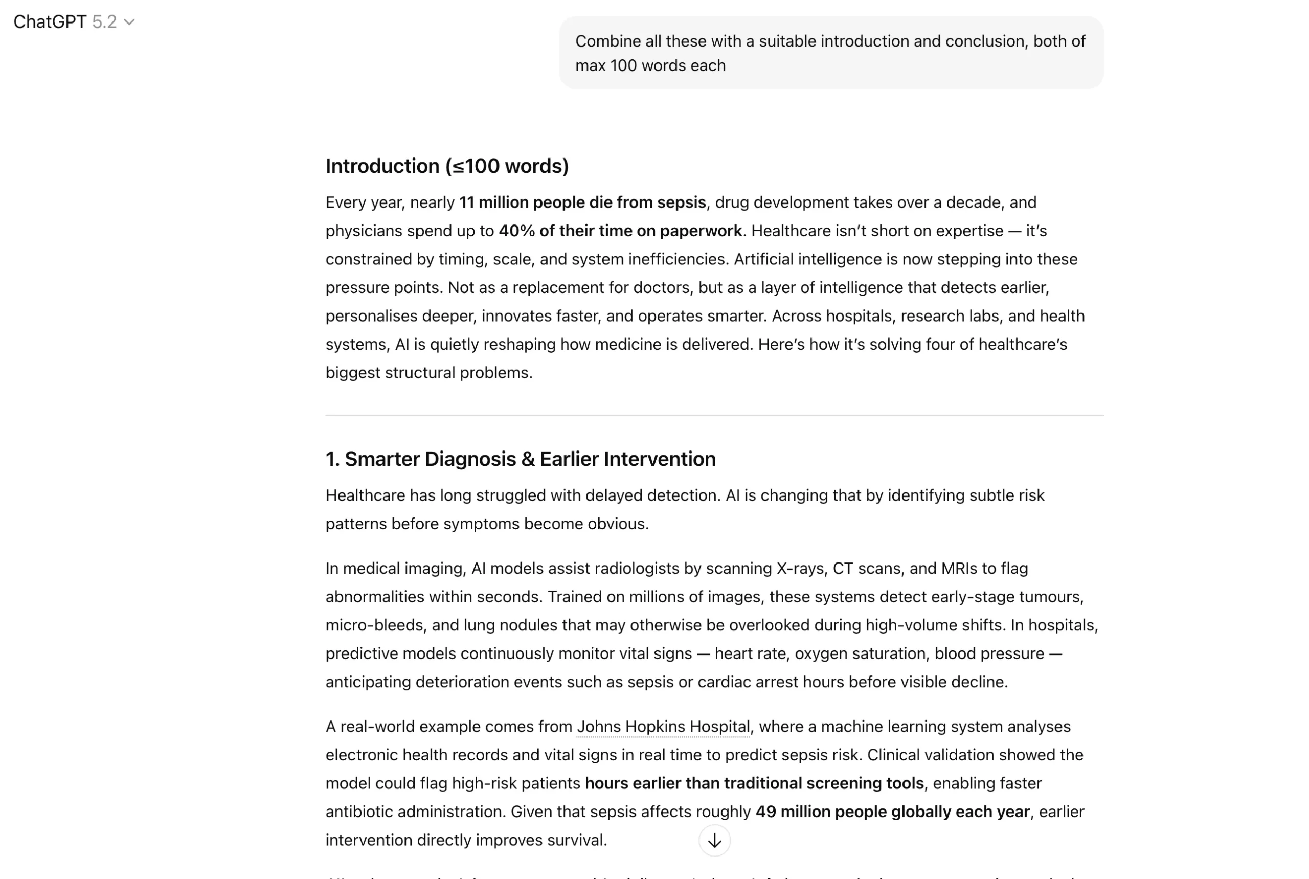 Prompt Chaining output real life example output