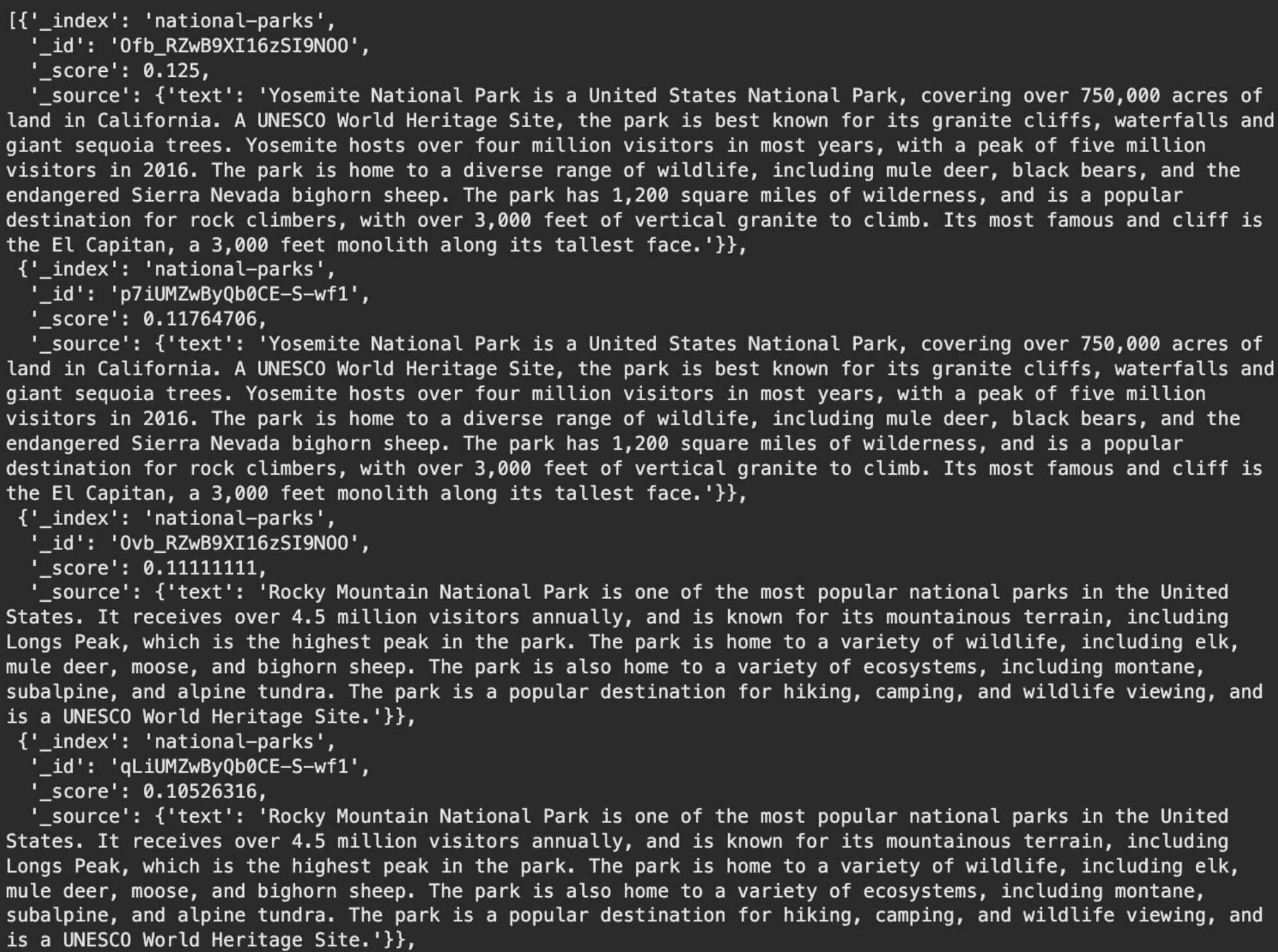 hybrid search output