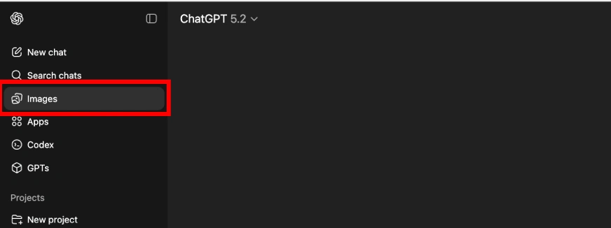 Registerkarte „Bilder“ in ChatGPT