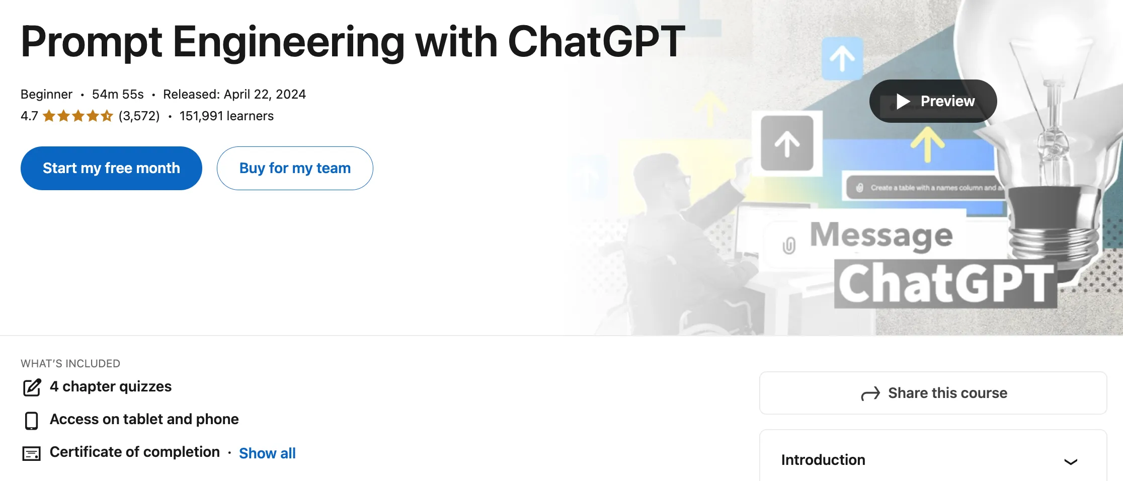Prompt Engineering with ChatGPT – LinkedIn Learning