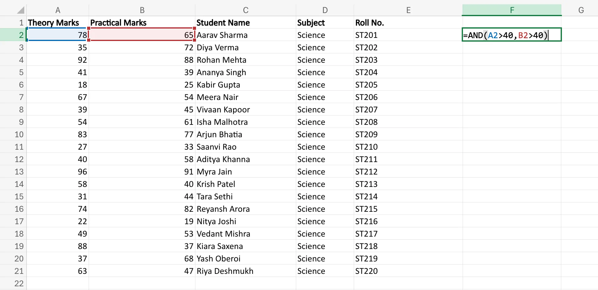 AND Function in Excel
