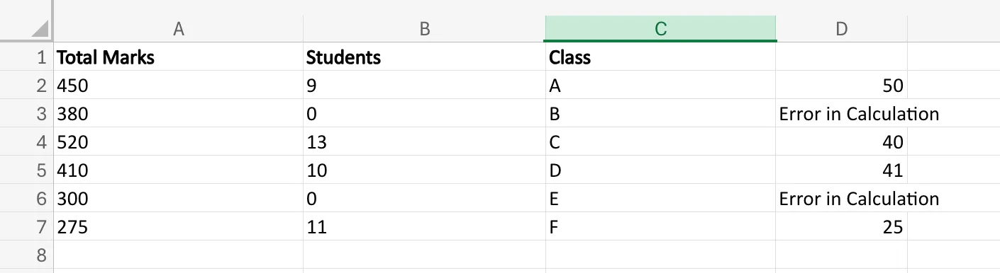 IFERROR function in Excel
