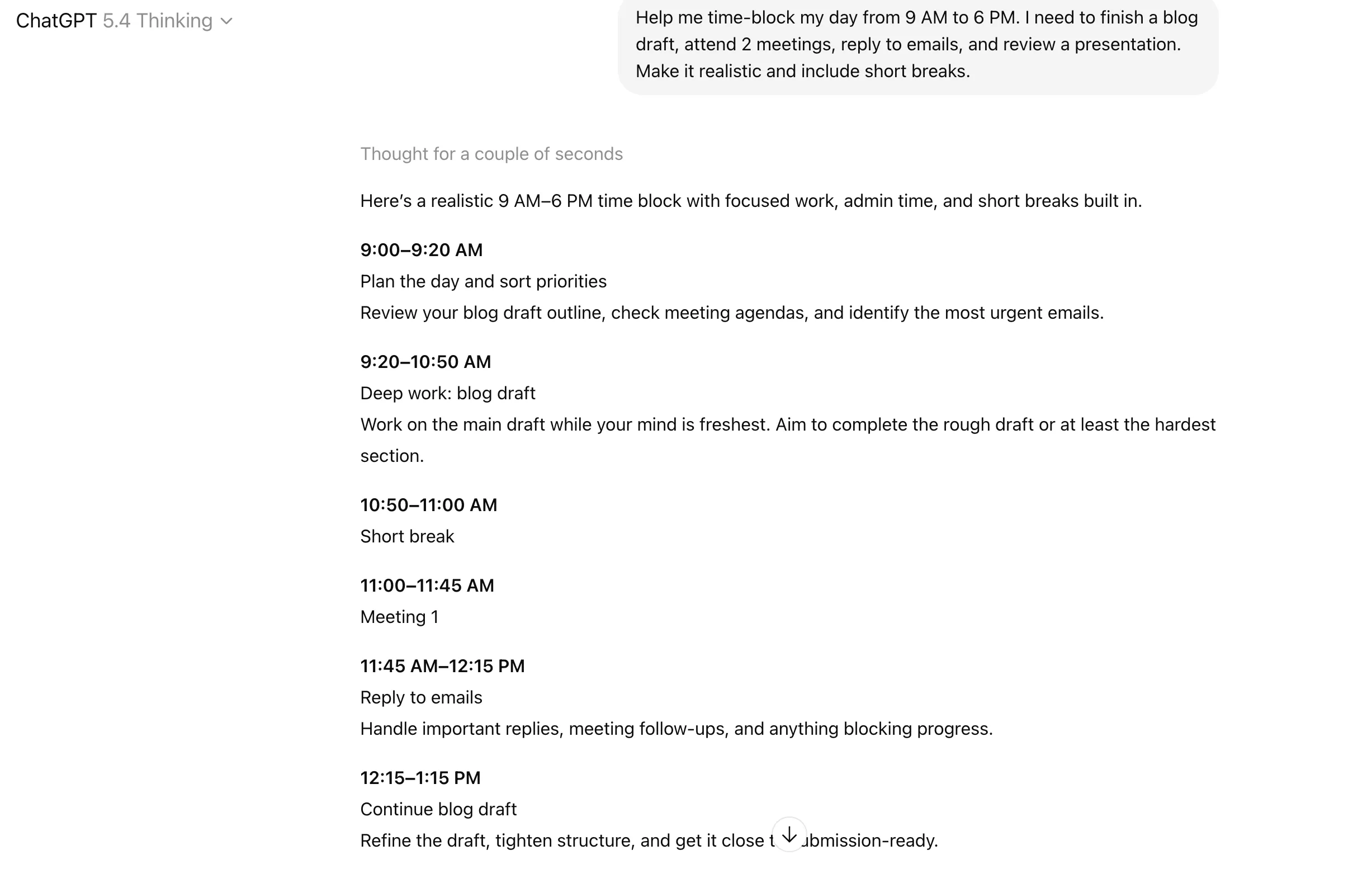 ChatGPT Workflow - Personal Productivity and Time Blocking