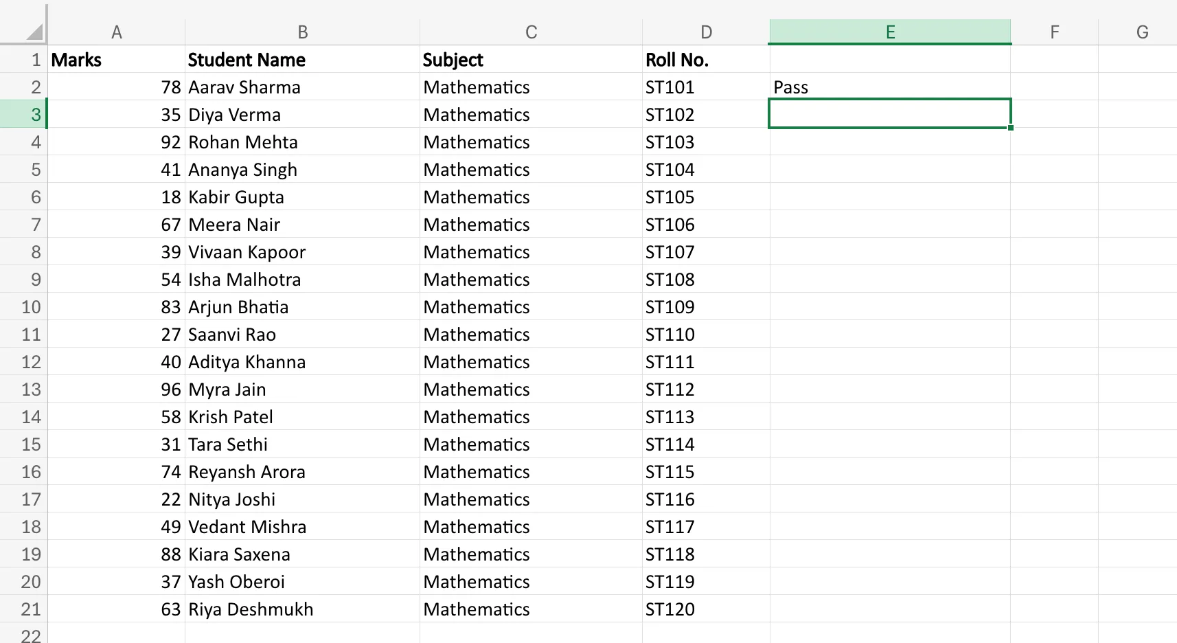 IF Function in Excel