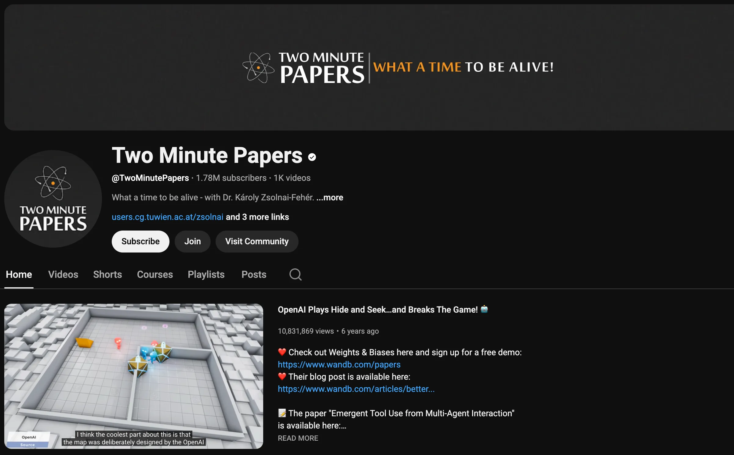 @TwoMinutePapers Generative AI YouTube Channel