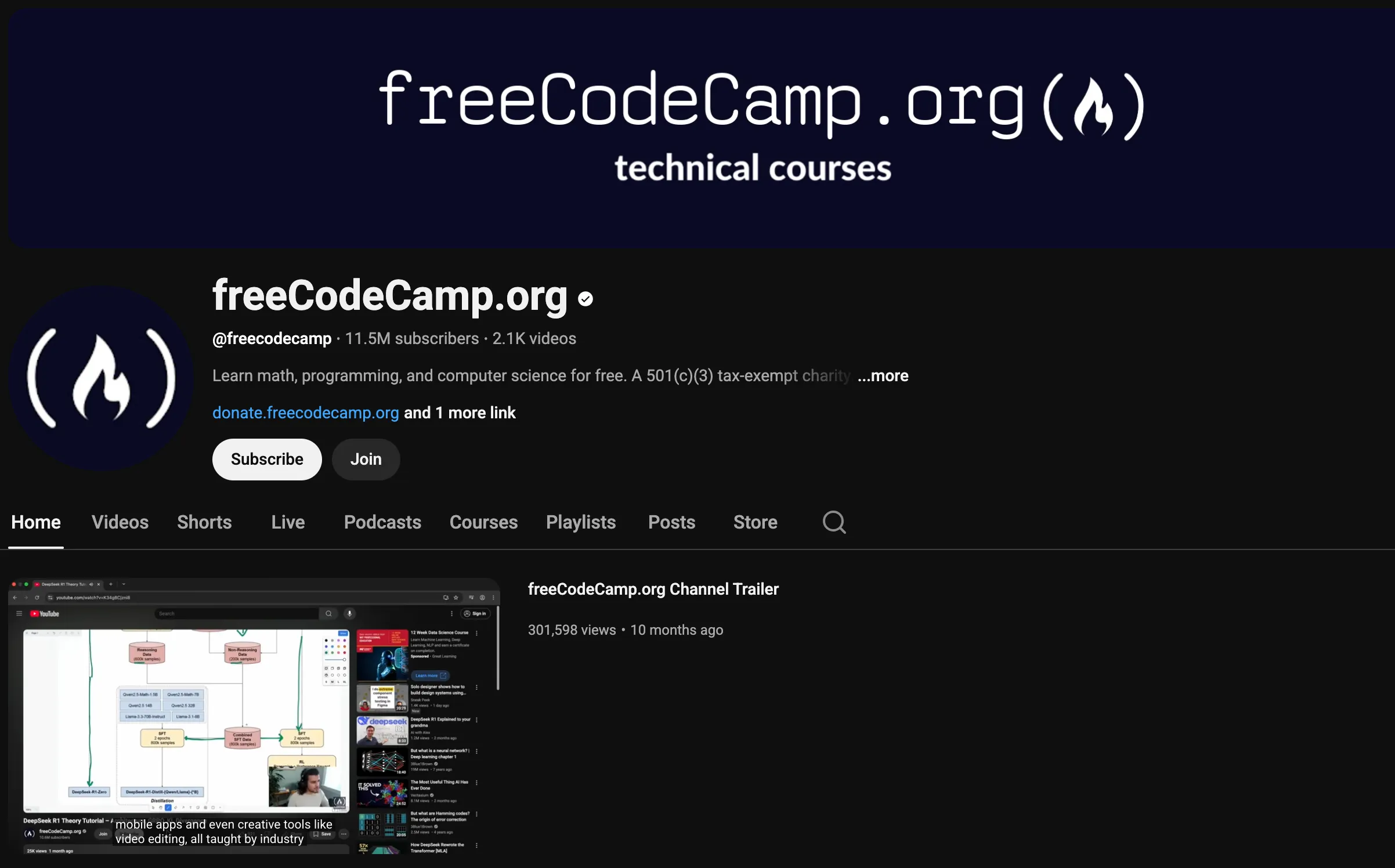 Freecodecamp Generative AI YouTube Channel