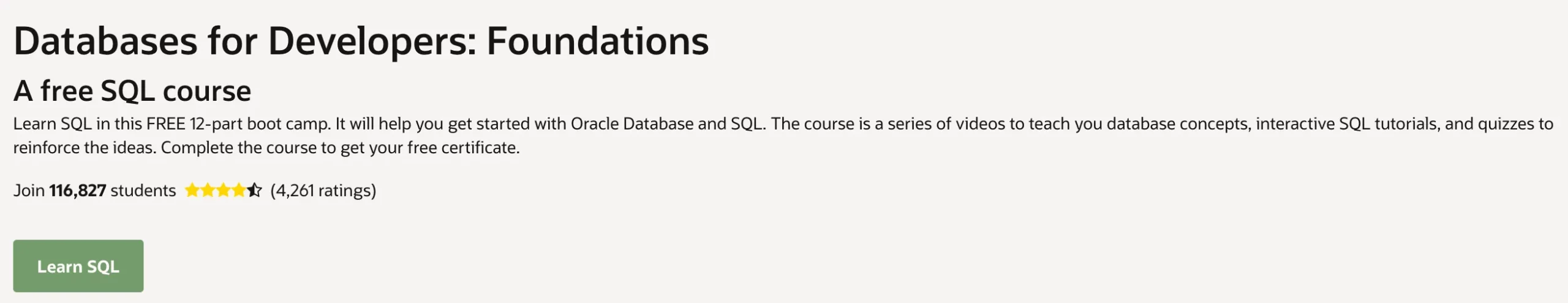Databases for Developers: Foundations – Oracle