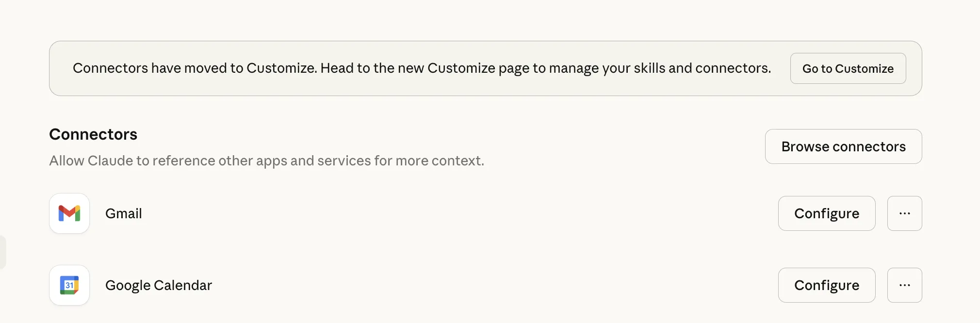 Gmail and Google Calendar connectors