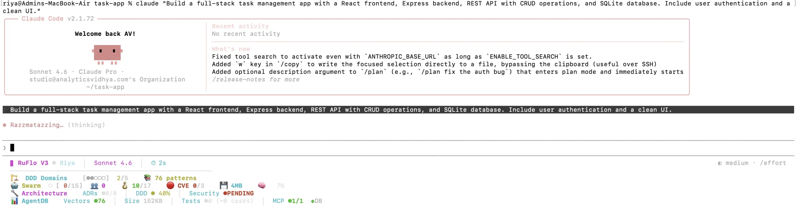 Giving a prompt as input to Claude