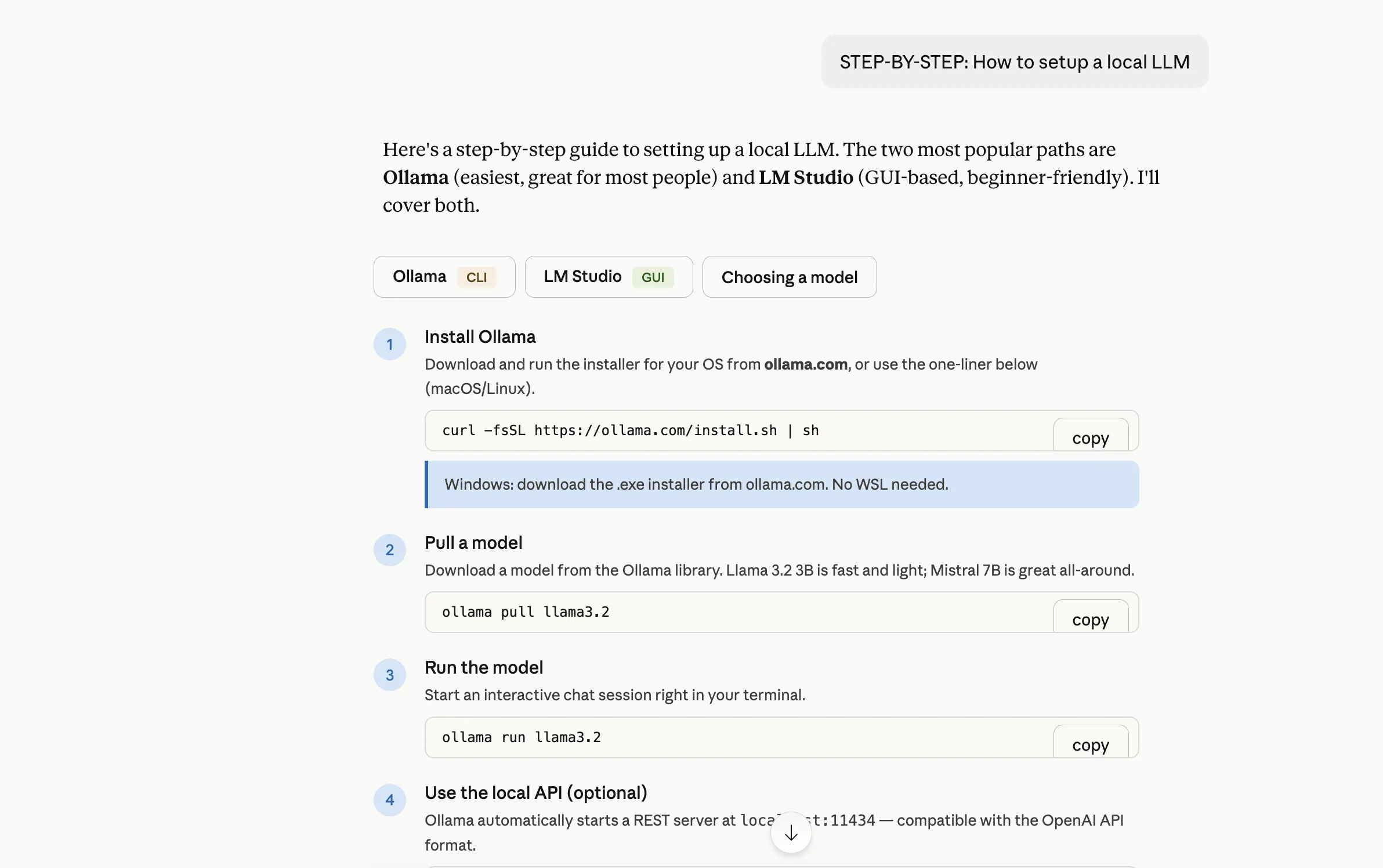 Claude Step-by-step shortcut command