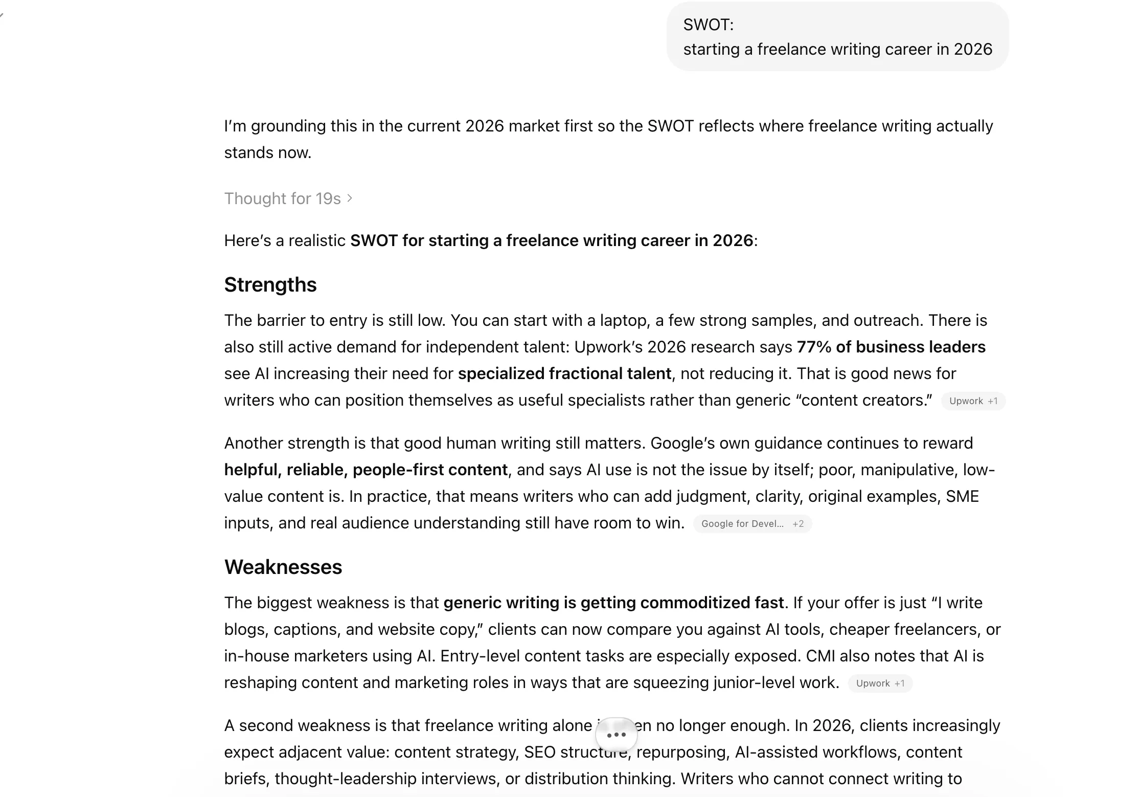 ChatGPT SWOT shortcut prompt 